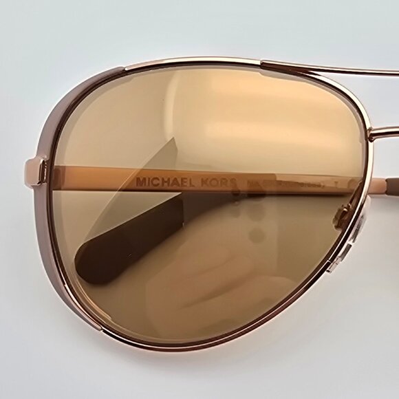 Michael Kors MK5004 Chelsea Gold Taupe Frame Rose Gold Lens Aviator Sunglasses - Picture 13 of 13